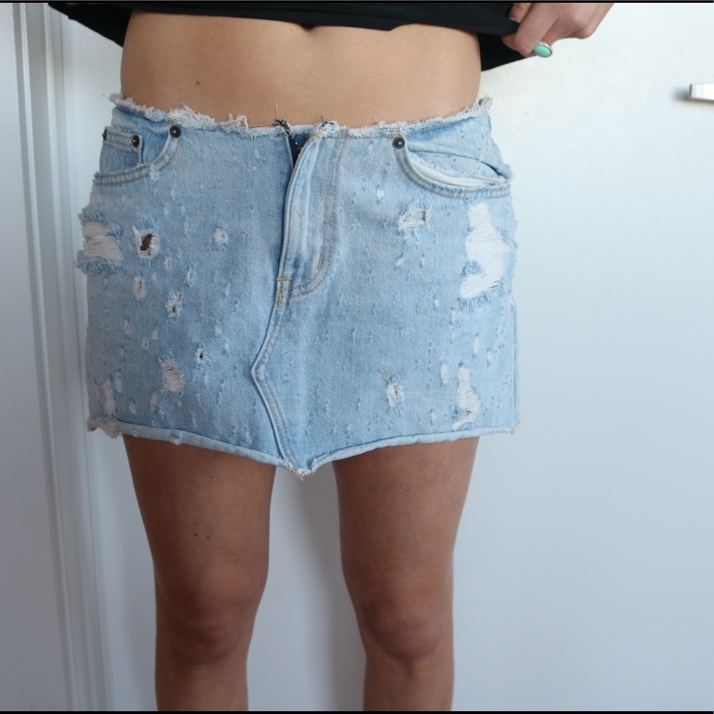 Cropped Denim Skirt